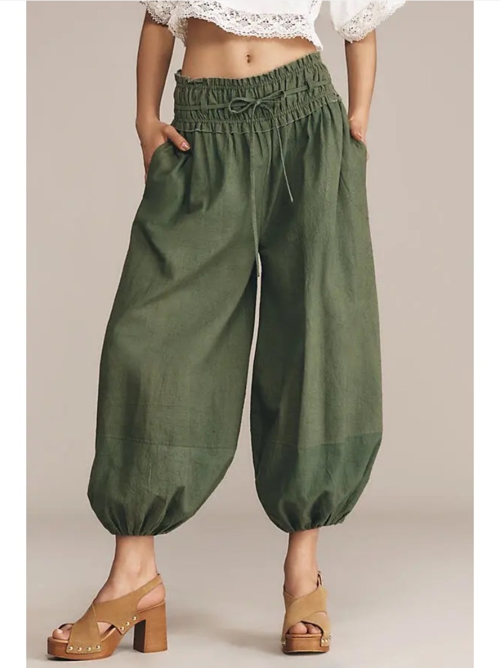 Cotton Linen 
Utility Balloon Pants
Anthropologie 
NWOT
Color - Olive Green